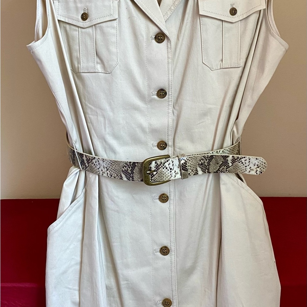 Jones New York Cream Button-Up Dress